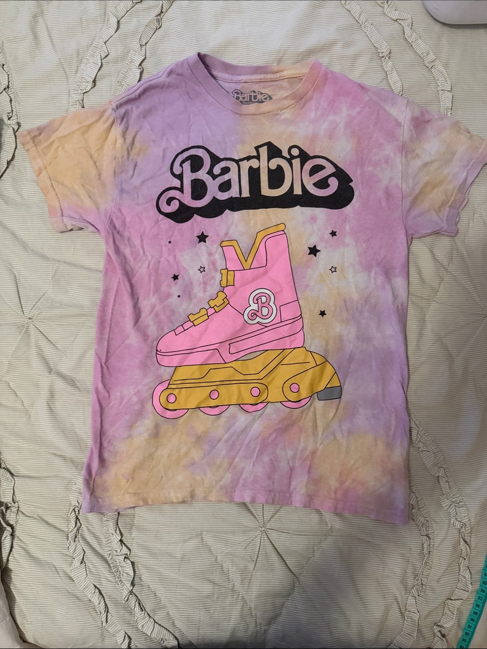 Barbie Pink & Yellow Tie-Dye Roller Skate Graphic Tee